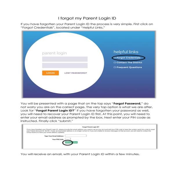 I FORGOT MY PARENT LOGIN ID 
